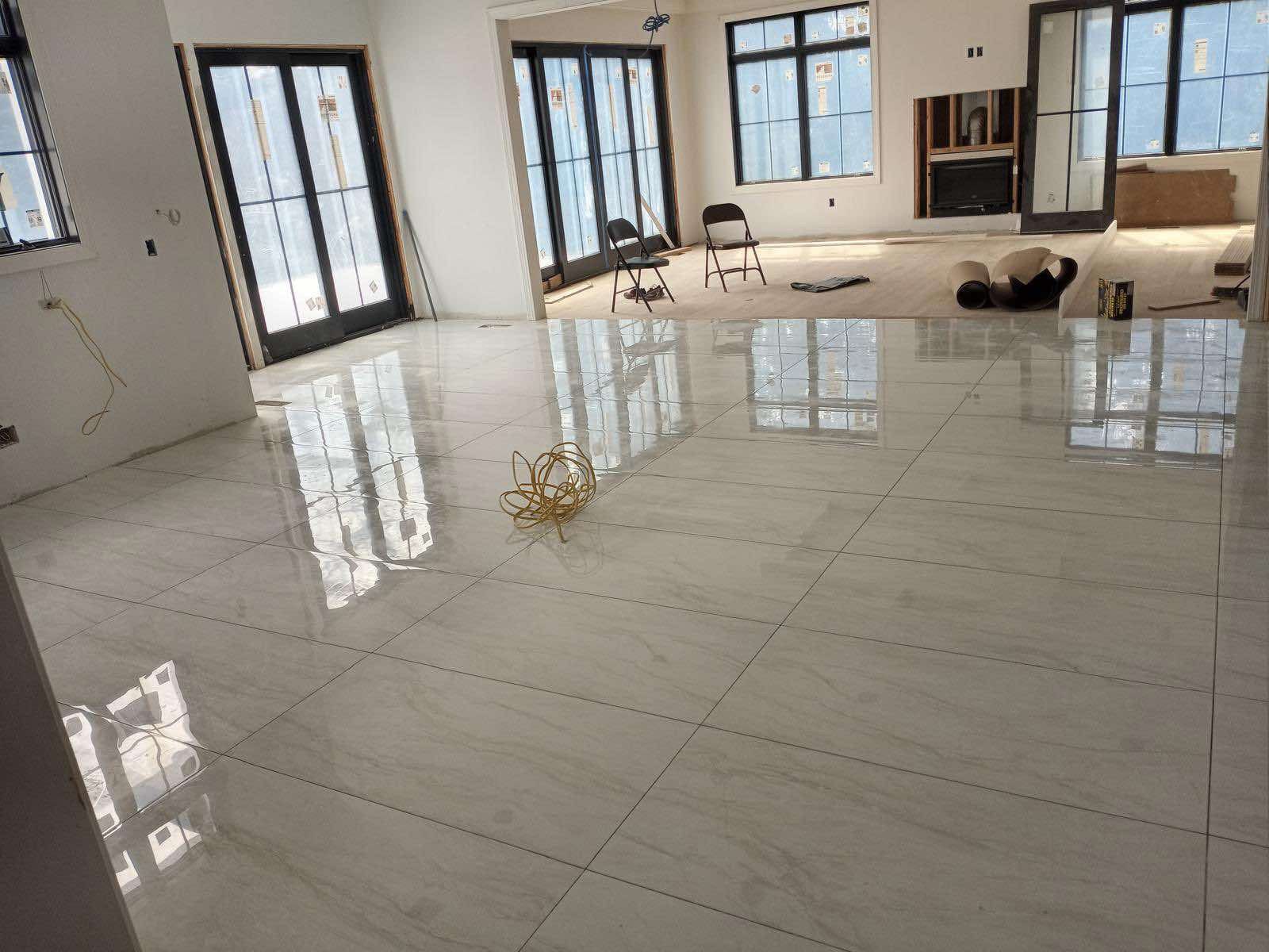 Marble tile floor installation