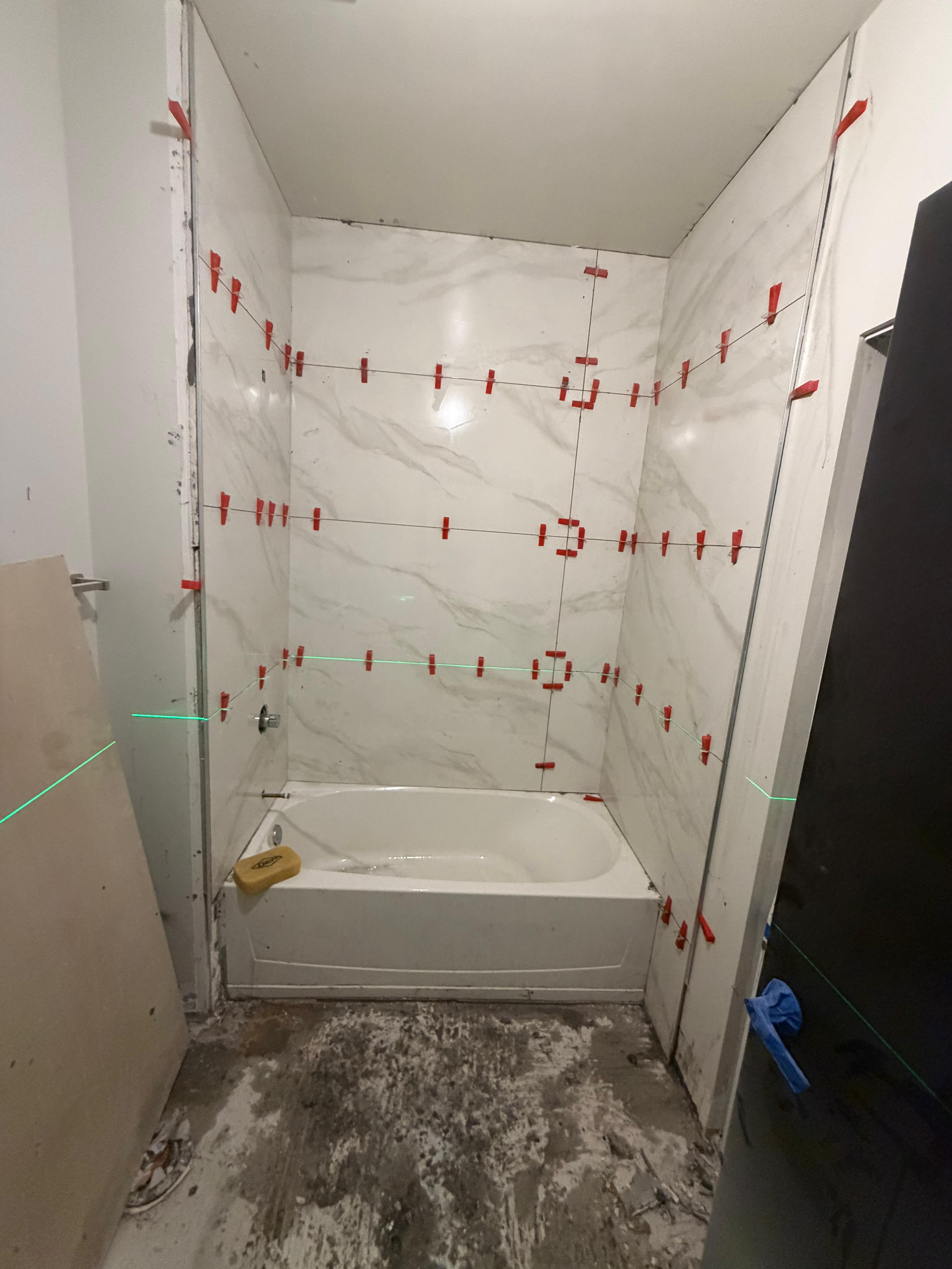Marble shower tile installation